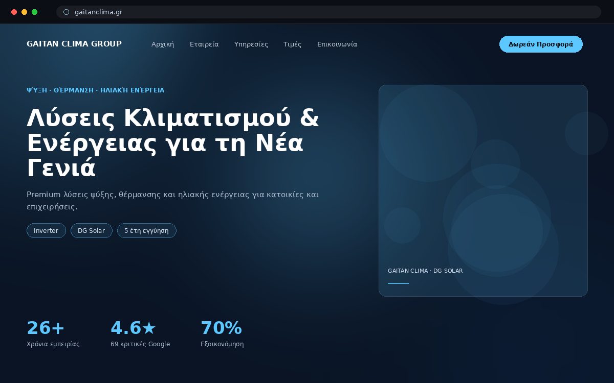 GAITAN CLIMA GROUP — Εταιρική πλατφόρμα · Κλιματισμός & Ηλιακή Ενέργεια